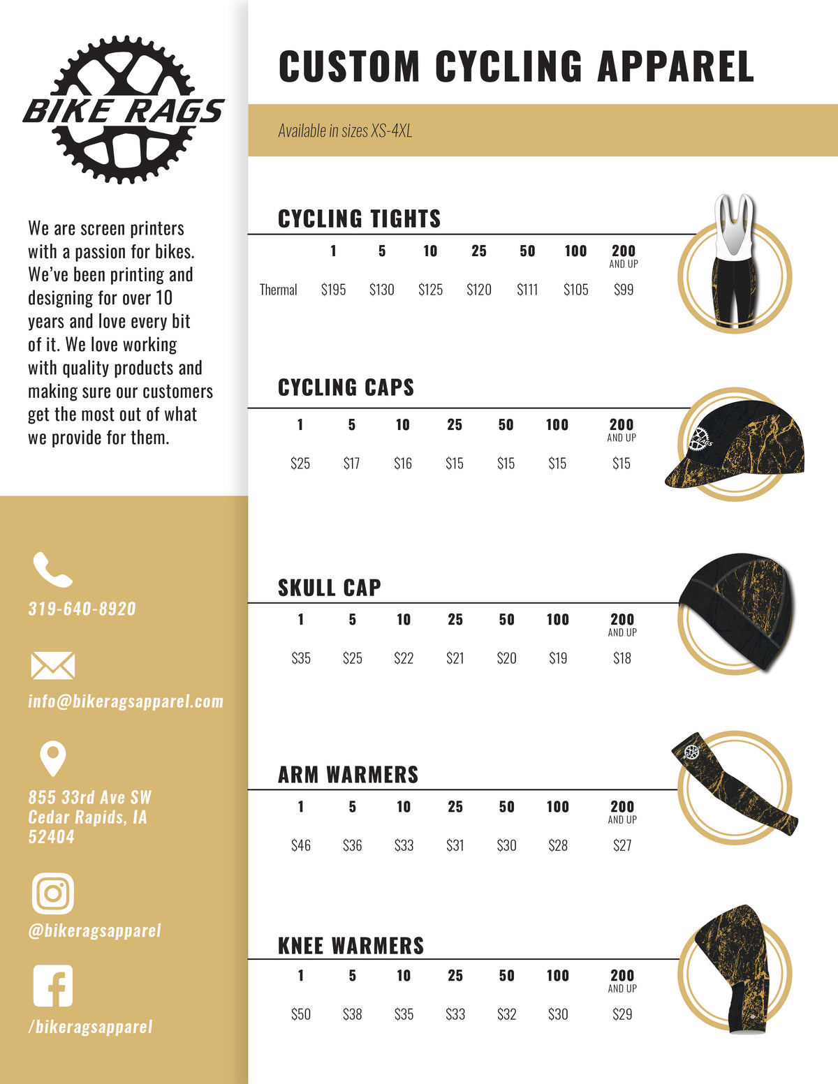 Pricing – Bike Rags Apparel Custom Store